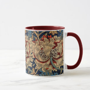 William Morris  Bloemenmotief Rood Blauw Mok