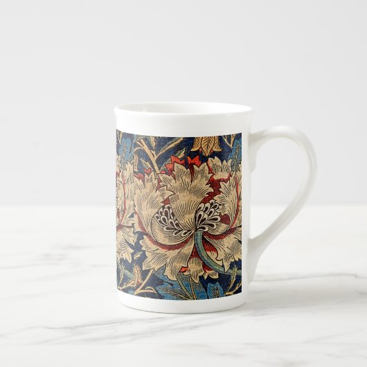 William Morris  Bloemenmotief Rood Blauw Porselein Kop (Rechts)