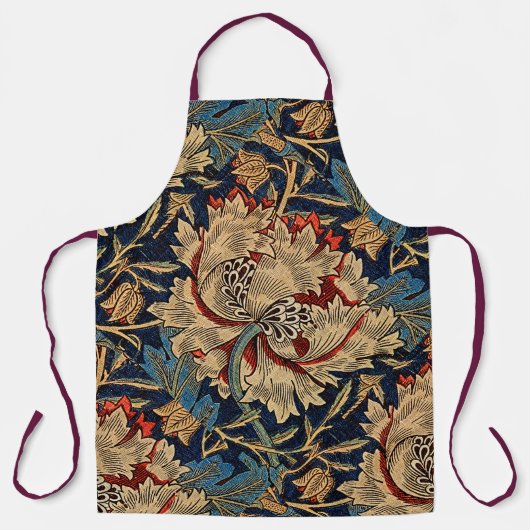William Morris  Bloemenmotief Rood Blauw Schort (Voorkant)