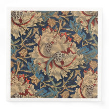 William Morris  Bloemenmotief Rood Blauw