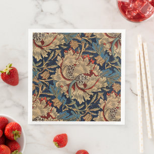 William Morris  Bloemenmotief Rood Blauw Servet