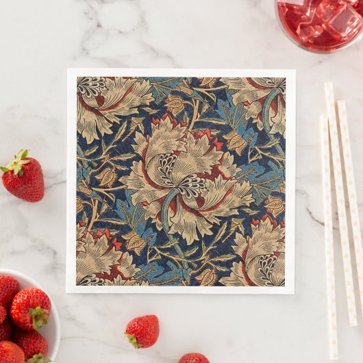 William Morris  Bloemenmotief Rood Blauw Servet (Insitu)