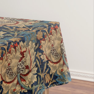 William Morris  Bloemenmotief Rood Blauw Tafelkleed