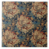 William Morris  Bloemenmotief Rood Blauw Tegeltje (Voorkant)