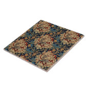 William Morris  Bloemenmotief Rood Blauw Tegeltje (Zijkant)