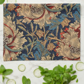 William Morris  Bloemenmotief Rood Blauw Theedoek (Gevouwen)