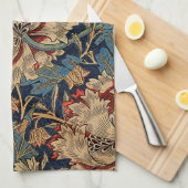 William Morris  Bloemenmotief Rood Blauw Theedoek (Quarter Fold)