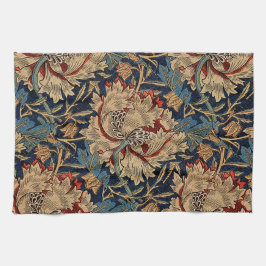 William Morris  Bloemenmotief Rood Blauw Theedoek
