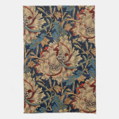 William Morris  Bloemenmotief Rood Blauw Theedoek (Verticaal)