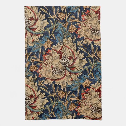 William Morris  Bloemenmotief Rood Blauw Theedoek (Verticaal)