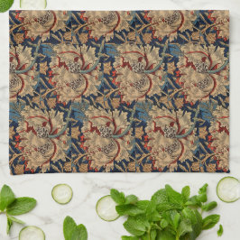 William Morris  Bloemenmotief Rood Blauw Theedoek