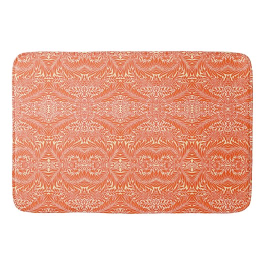 William Morris bloemenmotief wit Sinaasappel Badmat (Voorkant)