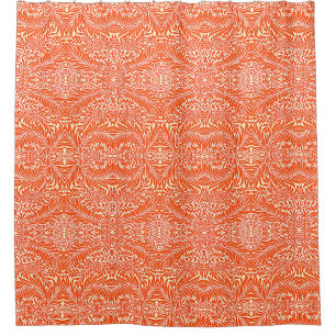 William Morris bloemenmotief wit Sinaasappel Douchegordijn