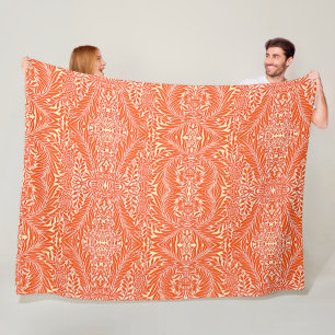William Morris bloemenmotief wit Sinaasappel Fleece Deken