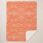 William Morris bloemenmotief wit Sinaasappel Sherpa Deken (Voorkant)