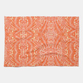 William Morris bloemenmotief wit Sinaasappel Theedoek (Horizontaal)