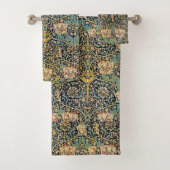 William Morris bloemenpatroon goud turquoise rood Bad Handdoek (Insitu)