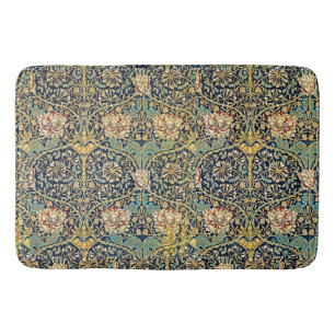 William Morris bloemenpatroon goud turquoise rood Badmat