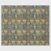 William Morris bloemenpatroon goud turquoise rood Cadeaupapier (Vlak)