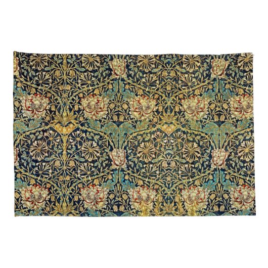 William Morris bloemenpatroon goud turquoise rood Kussensloop (Achterkant-Rechts)