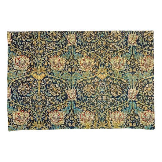 William Morris bloemenpatroon goud turquoise rood Kussensloop (Voorkant-Rechts)