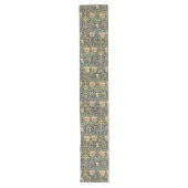William Morris bloemenpatroon goud turquoise rood Lange Tafelloper (Voorkant)