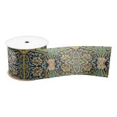 William Morris bloemenpatroon goud turquoise rood Satijnen Lint (Spoel)