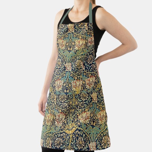 William Morris bloemenpatroon goud turquoise rood Schort (Insitu)