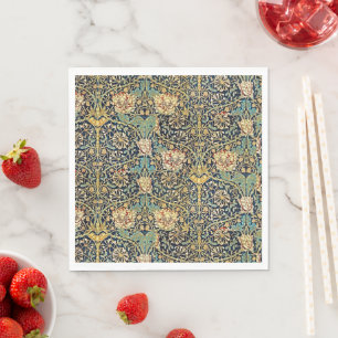 William Morris bloemenpatroon goud turquoise rood Servet