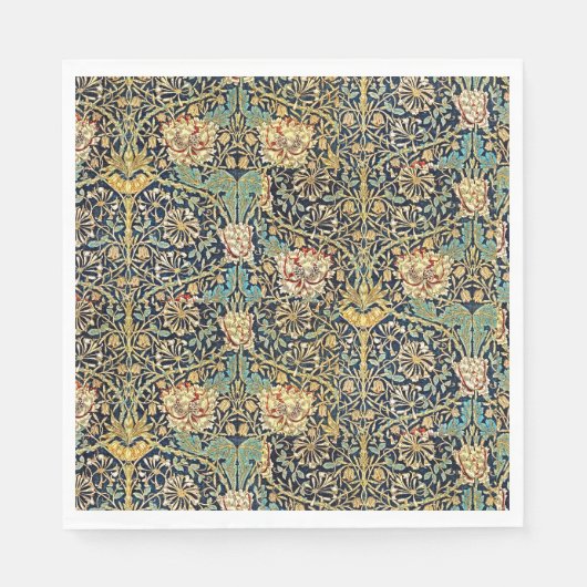 William Morris bloemenpatroon goud turquoise rood Servet (Voorkant)