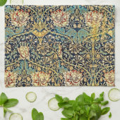 William Morris bloemenpatroon goud turquoise rood Theedoek (Gevouwen)