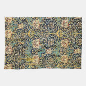 William Morris bloemenpatroon goud turquoise rood Theedoek (Horizontaal)