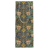 William Morris bloemenpatroon goud turquoise rood Wijn Cadeautas (Achterkant)