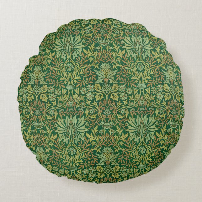 William Morris "Bloementuin" Rond Kussen (Voorkant)