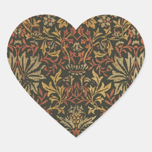 William Morris Bloementuin Tapijt Hart Sticker (Voorkant)