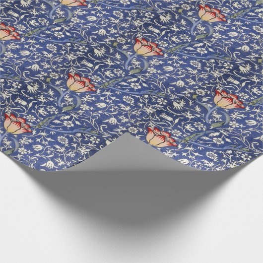 William Morris  Bloementulp Blauw Wit Rood Cadeaupapier (Hoek)