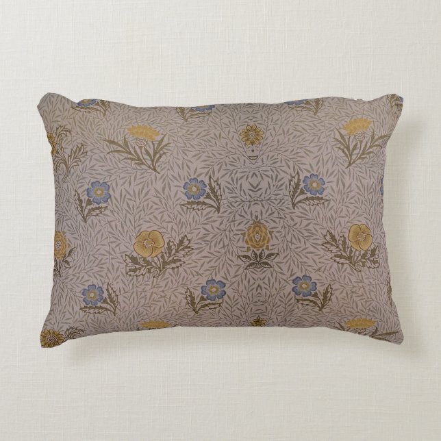 William Morris  bloemmotief Blauw Accent Kussen (Voorkant)