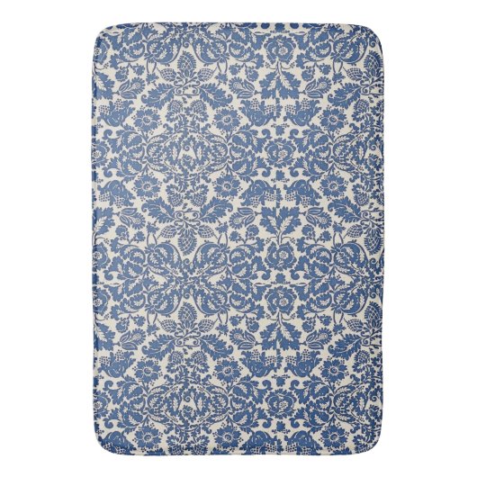  William Morris Bloemmotief Blauw Wit Badmat (Voorkant Verticaal)