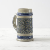 William Morris Bloemmotief Blauw Wit Bierpul (Voorkant links)