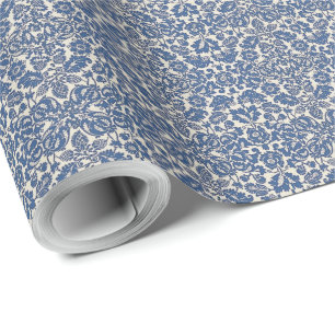 William Morris Bloemmotief Blauw Wit Cadeaupapier