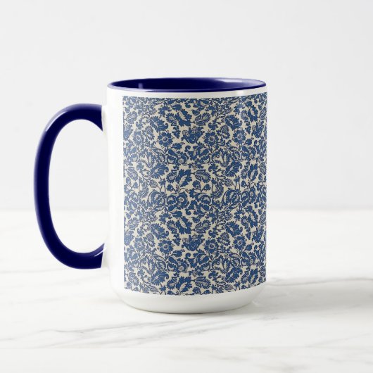  William Morris Bloemmotief Blauw Wit Mok (Links)