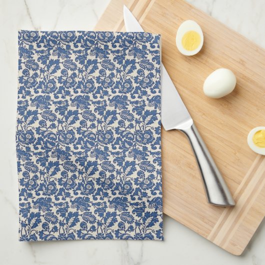  William Morris Bloemmotief Blauw Wit Theedoek (Quarter Fold)