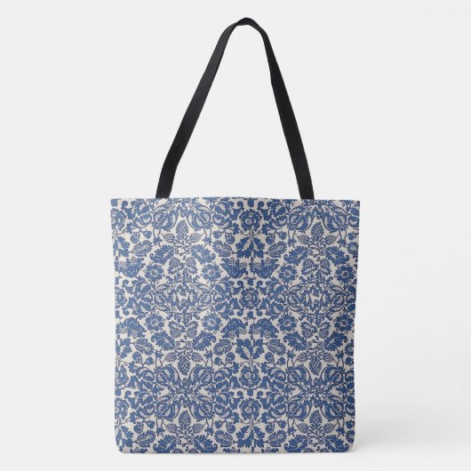 William Morris Bloemmotief Blauw Wit Tote Bag (Voorkant)