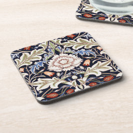 William Morris  Bloemmotief Bloemen Blauw Bier Onderzetter