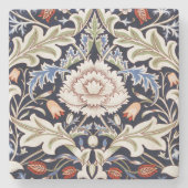 William Morris  Bloemmotief Bloemen Blauw Stenen Onderzetter (Voorkant)