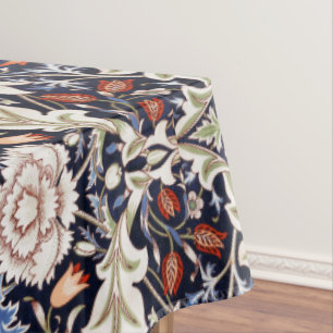 William Morris  Bloemmotief Bloemen Blauw Tafelkleed