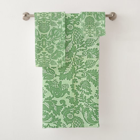  William Morris Bloemmotief Groen Bad Handdoek (Insitu)