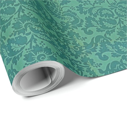  William Morris Bloemmotief Groen Cadeaupapier (Rol Hoek)