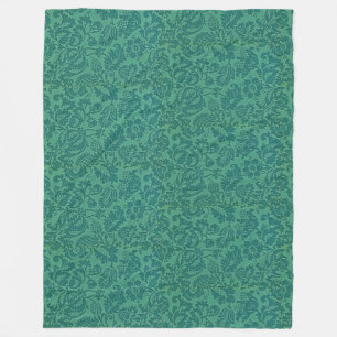 William Morris Bloemmotief Groen Fleece Deken