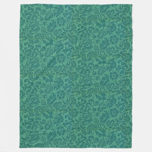  William Morris Bloemmotief Groen Fleece Deken (Voorkant)